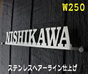 表札 ステンレス アイアン 切文字 戸建て 高級 お洒落 新築 お祝い 看板 店舗 金属 ヘアーライン仕上げ W250