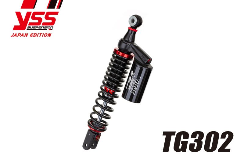 ●メーカー品番：129-3002001●メーカー：YSS ワイエスエス●商品名：【TGシリーズ】 TG302-335TRJ-07 B-SER N-MAX155 '15 リアサスペンション●JANコード：4589641410196●適合車種：N-MAX155 '15減衰力の伸び側1系統、無段階スプリングプリロード、車高といった調整機構を装備。 大容量リザーブタンクはキャビテーションを防止すると共に、オイル容量を増加させ高い放熱効果を発揮する。 ■リザーブタンク 大容量リザーブタンクはキャビテーションを防止すると共に、オイル容量を増加させ高い放熱効果を発揮します。 ■リバウンド減衰力調整機能(伸び) ダンピング時の「伸び」の速さをコントロールする減衰力調整機能を搭載し、調整範囲は30段と幅広い調整が可能です。 ■スプリングプリロード調整機能 シンプルなデザインのシングルナットと側面のロックボルトによる緩み止めを装備しています。 ■車高調整機能 走行環境に応じてショック全長を調整出来る車高調整能を搭載しています。 調整幅は最大+-5mm 走行環境に応じて自由長を調整出来る車高調整機能を搭載しています。 調整幅は最大＋10mm。 ※車種により車高調整機能が備わっていないモデルもございます。 ■ピストン外径：φ30　■シャフト外径φ12 スピンドルロッドの小径化はオイル容量を増加させフリクションロスを低減します。 ※車種により車高調整機能が備わっていないモデルもございます。※画像は代表車種のものです。実際の商品とは形状が異なる場合がございます。 ※メーカー都合により商品の仕様変更がある場合がございます。ご了承ください。■YSSとは 　YSSは「Your Supreme Suspension」(あなたにとって最高のサスペンション)の頭文字を取って、1983年にタイランドで設立したオートバイのサスペンションメーカーです。 　YSSでは徹底した品質管理はもとより、最高水準の材料だけを厳選し、それらを全て自社で加工し組み立てます。 1/1000単位で仕上がった芸術的とも言えるそれらのパーツから成る世界最高水準のショックアブソーバーを提供しています。 　高性能でありながらリーズナブルなグレード、また走りを追求した上位グレード、幅広いグレード・車種設定によりシチュエーションを問わずご選択でいただけます。