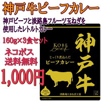 ★淡路島フルーツ玉ねぎと神戸ビーフ使用★神戸牛ビーフカレー3袋セット【レトルトカレー】【保存食】