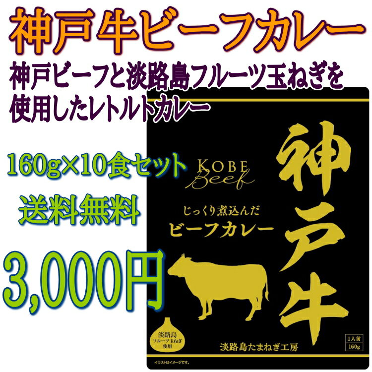 淡路島フルーツ玉ねぎと神戸ビーフ使用神戸牛ビーフカレー10袋セット