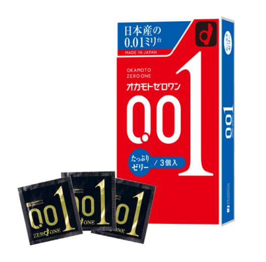 13時までのご注文で当日出荷（休業日除く）規格内 オカモト コンドーム ゼロワン たっぷりゼリー(3コ入)　こんどーむ　避妊具 避妊用品 エチケット　男性向け 衛生医療　避妊　性病予防　性病防止　アダルト　サック　ラブグッズのサムネイル