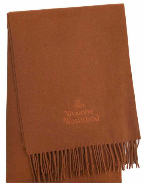 ヴィヴィアン・ウエストウッド マフラー 81030007 W001Z C410 CINNAMON シナモン Vivienne Westwood WOOL SCARF スカーフ 防寒 オレンジ くすみ 赤 レッド プレゼント　シンプル　ロゴ　オーブ　無地　刺繍　ヴィヴィアン