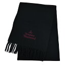 ラッピング無料 Vivienne Westwood ヴィヴィアン ウエストウッド マフラー 2024AW 24-81030007-W00Q7-N401 BLACK ブラック 送料無料 専用BOX 箱付き ギフト シンプル ロゴ 就職祝い 父の日 バレンタイン クリスマス