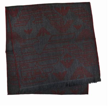 EMPORIO ARMANI エンポリオ アルマーニ AW22 625009 CC306 05844 ANTHRACITE/BORDEAUX グレー ボルドー スカーフ マフラー 専用BOX付き 箱付き 送料無料 ストール レディース 高品質 無地 新作 メンズ マフラー 秋冬 ギフト 秋 冬 クリスマス