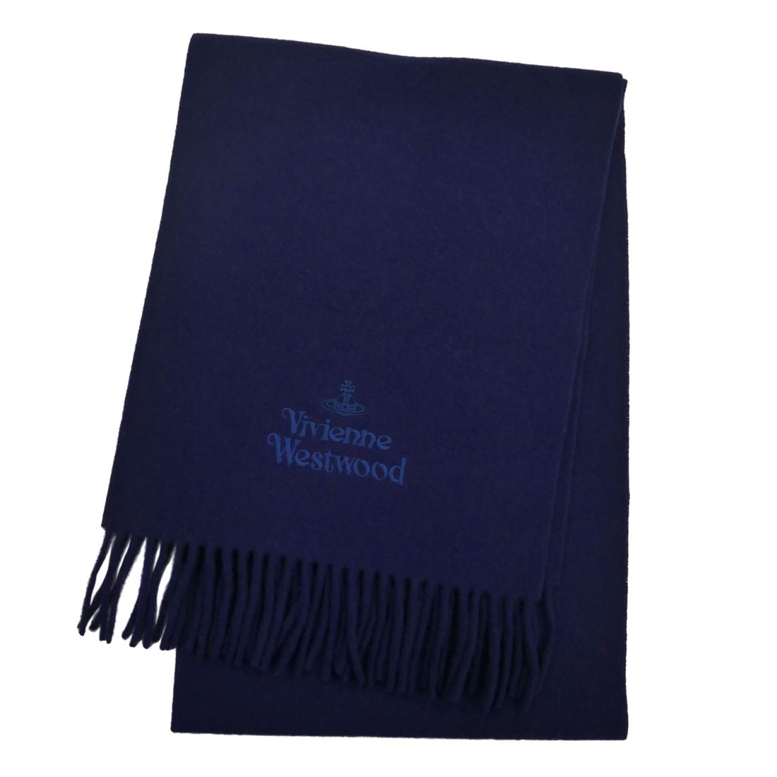 Vivienne Westwood ヴィヴィアン ウエストウッド マフラー 2023AW 81030007-W00Q7-NAVYBLUE-K410 ネイビーブルー 送料無料 専用BOX ギフト シンプル ロゴ 人気 高級 ブランド 成人式 就職祝い 父の日 バレンタイン クリスマス