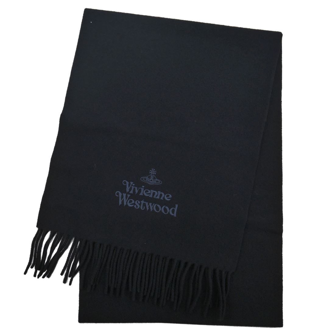 Vivienne Westwood ヴィヴィアン ウエストウッド マフラー 2023AW 81030007-W00Q7-BLACK-N401 ブラック 送料無料 専用BOX 箱付き ギフト シンプル ロゴ 人気 高級 ブランド 成人式 就職祝い 父の日 バレンタイン クリスマス