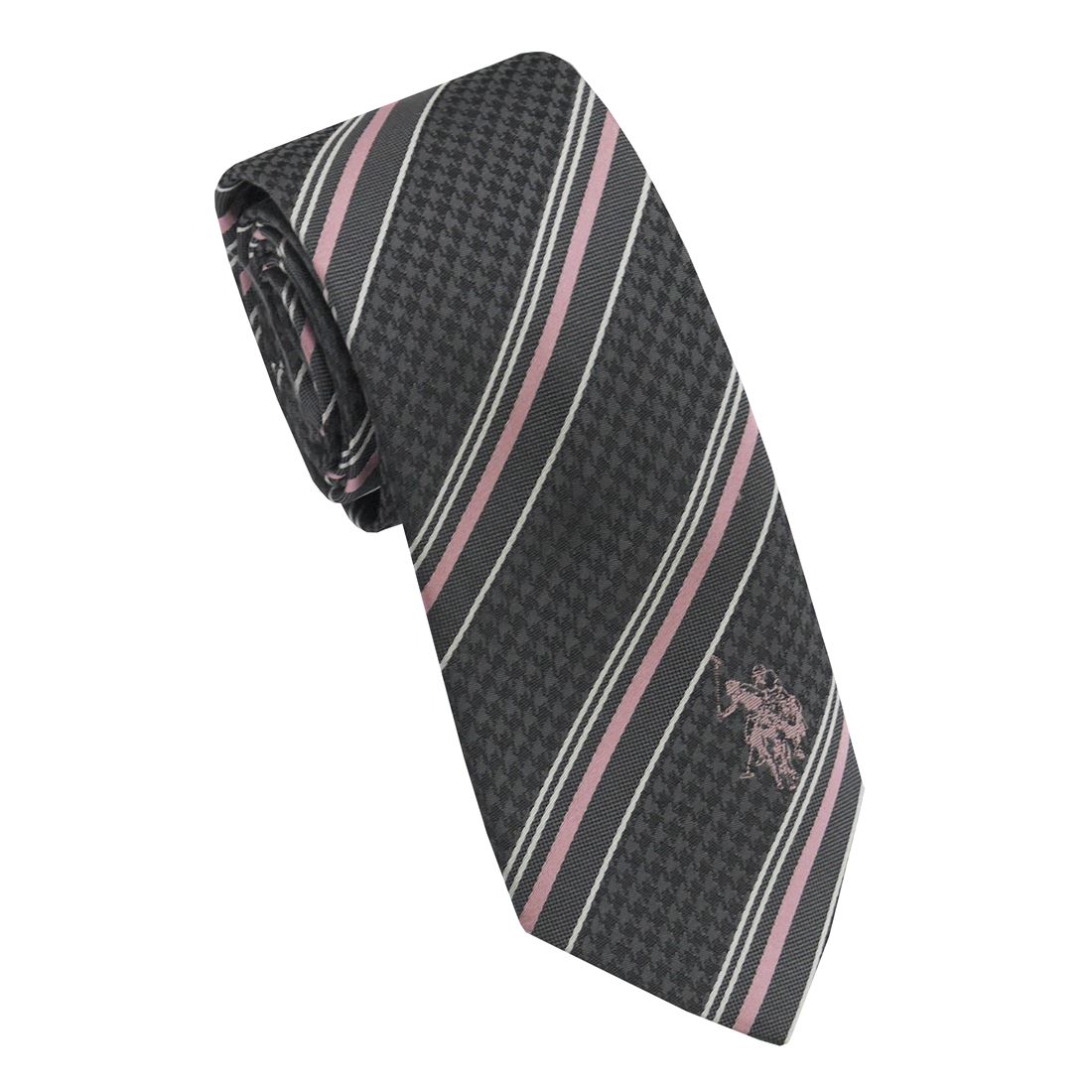 U.S. POLO ネクタイ(先幅:約8cm)USPA-102 GRAY/PINK 2024AW グレー/ピンク 送料無料 プレゼント ギフト メンズ