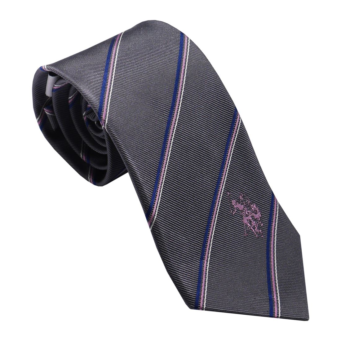 U.S. POLO ネクタイ(先幅:約8cm) USPA-81 GRAY/PINK2023AW 送料無料 プレゼント ギフト メンズ