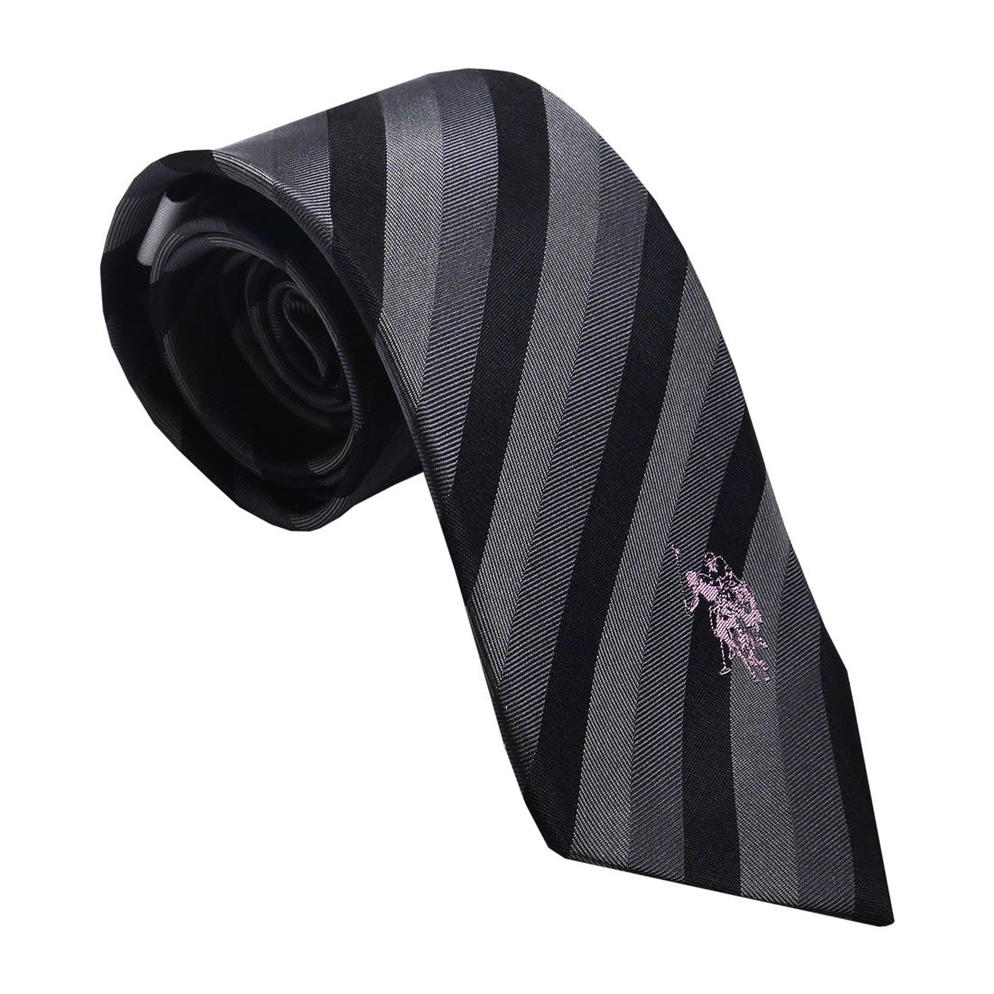 U.S. POLO ネクタイ(先幅:約8cm) USPA-86 GRAY/PINK2023AW 送料無料 プレゼント ギフト メンズ