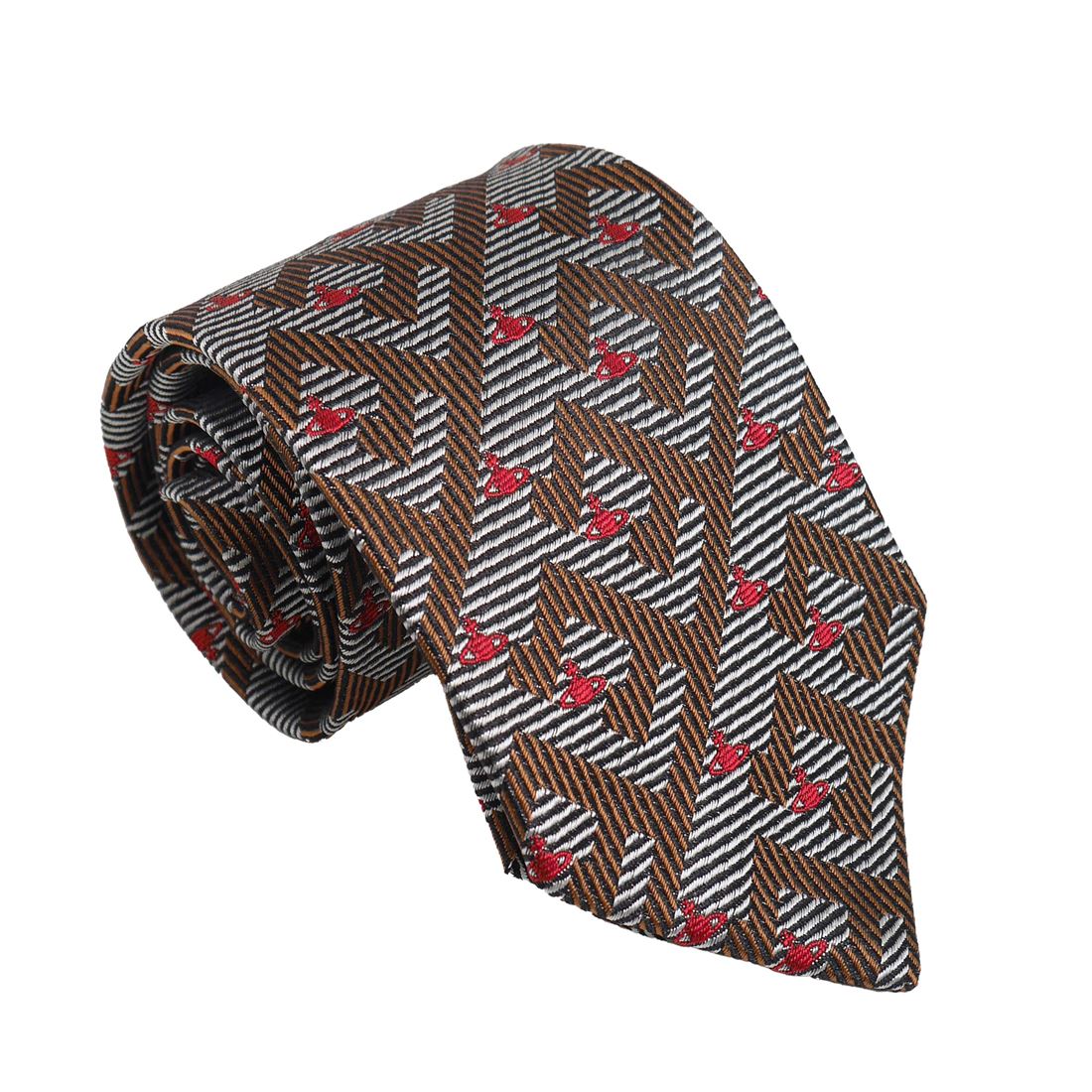 Vivienne Westwood ヴィヴィアンウエストウッド ネクタイ AW2023 S81050004 W00O7 P403CS-LIGHT GREY 先幅約8.5cm 送料無料 専用BOX 箱付き シルク100% ギフト 人気 高級 ブランド 成人式 就職祝い 父の日 バレンタイン クリスマス