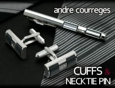 クレージュ ネクタイピン 【andre courreges アンドレ・クレージュ】　ネクタイピン＆カフスセット　アクリル シルバー×グレー　ACT5001-ACC10001 アクリル ギフトBOX付き 送料無料 ギフト 人気 高級 ブランド 成人式 就職祝い 父の日 バレンタイン クリスマス