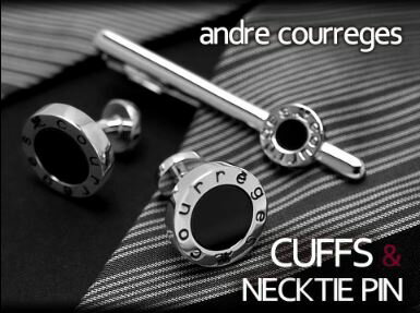 クレージュ ネクタイピン 【andre courreges アンドレ・クレージュ】　ネクタイピン＆カフスセット　オニキス シルバー×ブラック　ACT5201-ACC12001 ギフトBOX付き 送料無料 ギフト 人気 高級 ブランド 成人式 就職祝い 父の日 バレンタイン クリスマス