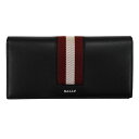 バリー 財布 メンズ BALLY バリー BALEN 6302794 ブラック×レッド 二つ折り長財布（ファスナー小銭入れ有) メンズ　紳士　ブランド　ブラック　黒　黒色　ストライプ　ロゴ 　本革　レザー