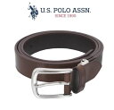 U.S.ポロ メンズベルト レザーベルト ダークブラウン スムースレザー U.S. POLO ASSN USPA-2624DBR 送料無料 専用BOX 箱付き シルク100％ ギフト 人気 高級 ブランド 成人式 就職祝い 父の日 バレンタイン クリスマス