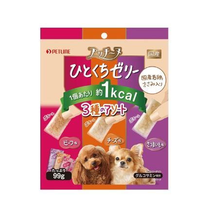 プッチーヌひとくちゼリー鶏ささみ入3種のアソート 99g ペットライン おやつ ドッグフード