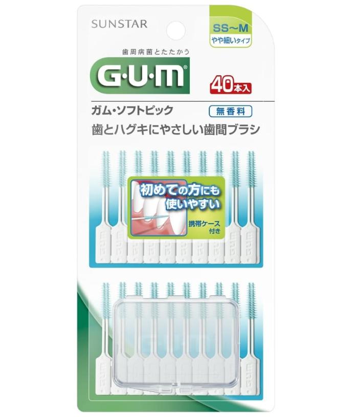 【送料無料！】ガム・ソフトピック40P無香料［SS～M］ 歯間ブラシ 口臭対策 歯垢除去 口臭予防 デンタルケア 歯周病ケア　※こちらの商品の販売数は1個です。