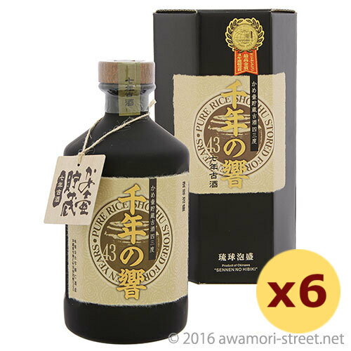 泡盛 古酒 今帰仁酒造 / 千年の響 かめ壷貯蔵 7年古酒 43度,720ml ×6本セット 3%割引 送料無料 贈り物 お歳暮 お中元 ギフト 敬老の日 父の日 お土産 家飲み 宅飲み