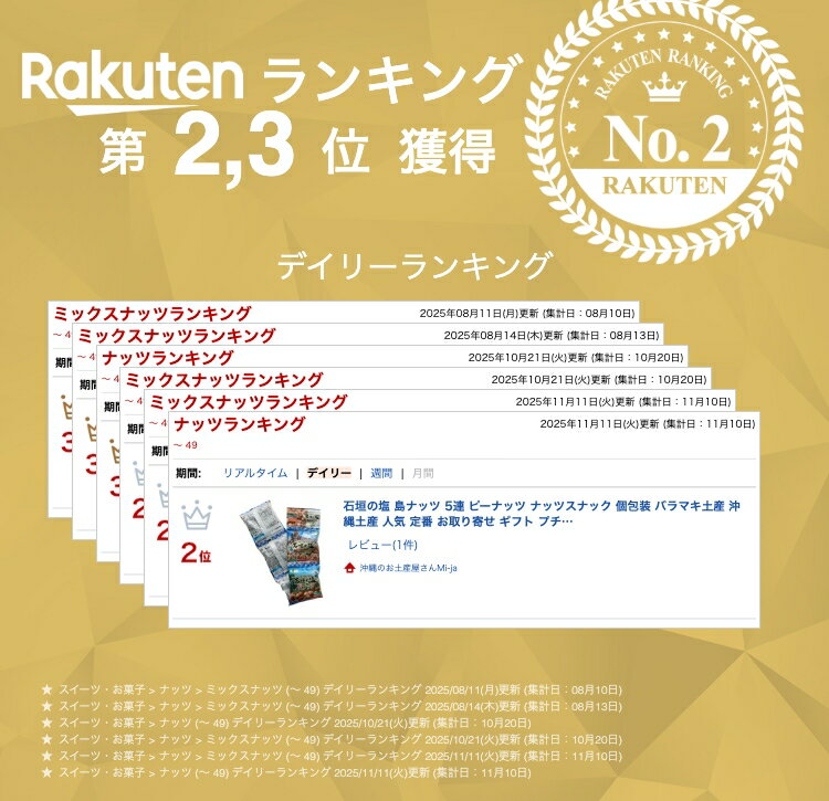 沖縄のお土産屋さんMi-jaの石垣の塩 島ナッツ 5連 ピーナッツ ナッツスナック 個包装 バラマキ土産 沖縄土産 人気 定番 お取り寄せ ギフト プチギフト 手土産｜アングル2
