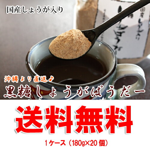 黒糖しょうがぱうだー1ケース 送料無料（180g×20個）国産しょうが入り　黒糖本舗　垣乃花生姜パウダー