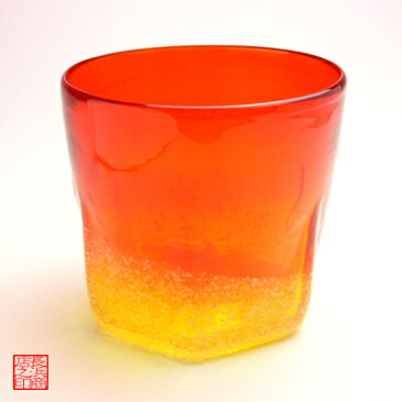 【琉球ガラス(琉球グラス)専門店】泡ハーフ六角コップ 赤H85mm×W85mm琉球グラス グラス コップ 沖縄グラス カレット ペア ワイン ワイングラス セット ロックグラス 還暦祝い 名入れ ガラス おしゃれ バカラ ペアグラス