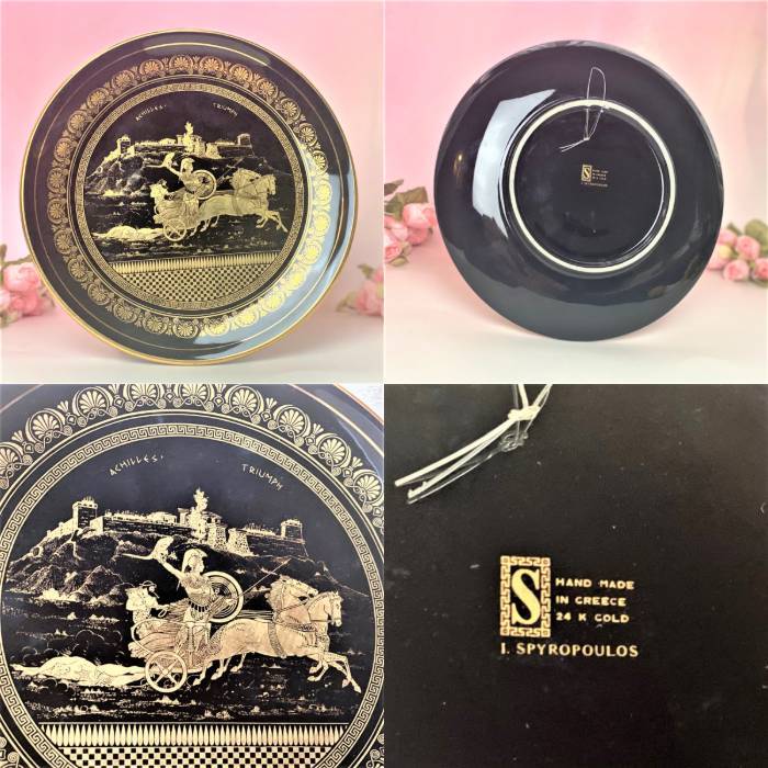 ギリシャ輸入 【ギリシャ絵皿 英雄アキレスの凱旋 大サイズ】クレタ島ハンドメイド品 レプリカ ギリシャ雑貨 インテリア雑貨 壁掛け [2]