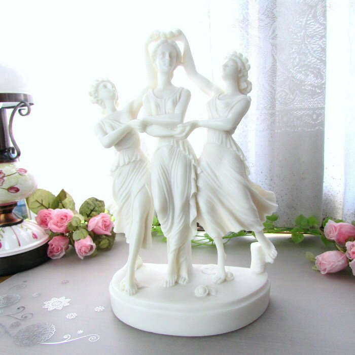 ≪天使 置物*エンジェル雑貨*欧米雑貨≫ ギリシャ輸入大理石像 【麗しの三美神 カリテス】 女神像 インテリア 置物 彫刻レプリカ ギリシャ雑貨 オブジェ オー...