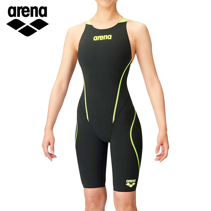 【送料無料】★布帛水着★【 アリーナ arena 】 ARN-1010W 水泳 競泳 レディース 水着 ハーフスパッツ オープンバック クロスバック ブラック×...