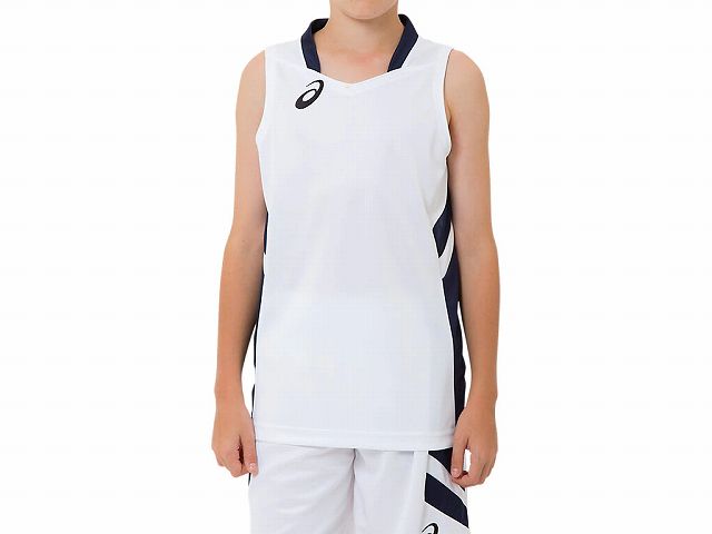 【asics アシックス】2064A009 SAバスケット ウェア(ジュニア) 子供 こども Jr.ゲームシャツ Bホワイト×PC 101[200118]