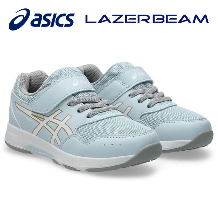 ★ゴムヒモ＋1本ベルト！幼児向けカジュアルタイプ★【 アシックス asics 】【シューズ 靴】 アシックス商事 キッズ シューズ レーザービーム 子供 女の子 スニーカー 運動靴 1154A199 (021) ライトグレー/ホワイト [250406][amz]