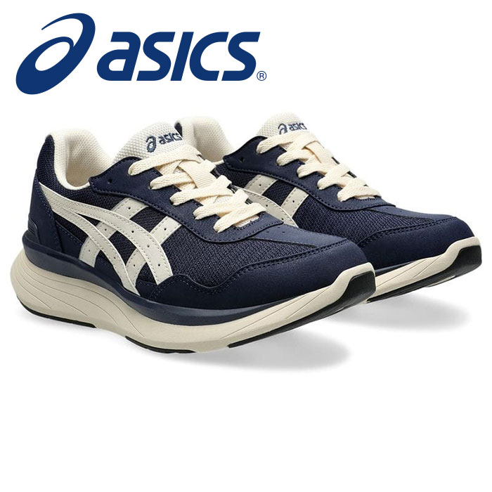 楽天Awa-spo 楽天市場店★O脚などヒザ関節の内反に伴う、ヒザへの負担を軽減★【 アシックス asics 】【シューズ　靴】アシックス商事 レディース用ウォーキングシューズ KNEESUP（ニーズアップ） W019 女性用 スニーカー 1242A019 （400） ネイビーブルー/ベージュ [241017][amz]