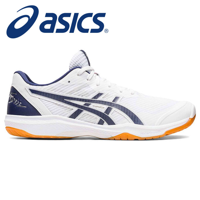 [最大2000円OFFクーポン発行中]★平面でのスピードや反応に適した軽量モデル★【アシックス　asics】【シューズ　靴】 1053A054 バレーボールシューズ メンズ レディース 男女兼用 ROTE JAPAN LYTE(ローテジャパンライト) FF 3 ホワイトX紺 101 [230210] 父の日 プレゼント