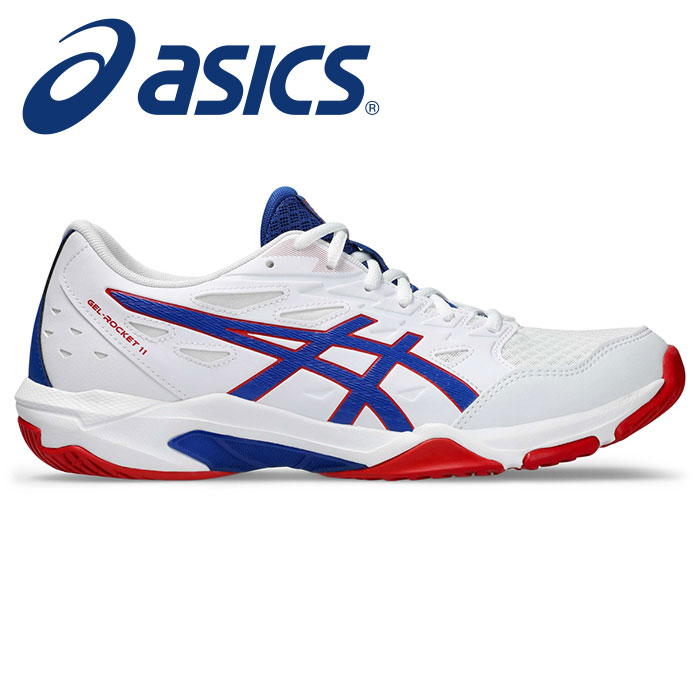 ★初心者向け★【2025年春夏モデル】【アシックス　asics】【シューズ　靴】 バレーボールシューズ GEL-ROCKET ゲルロケット 11 初心者 メンズ レディース 男女兼用 バレーボール シューズ アシックス 1073A065 (105) ホワイト/アシックスブルー [250314]
