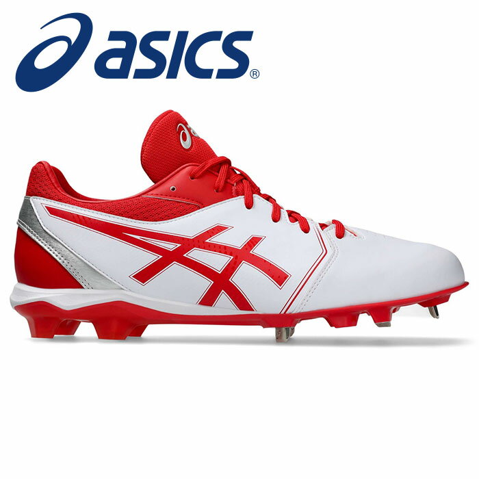 ★金具×ポイントのハイブリッド構造★【2025年春夏モデル】【アシックス　asics】【シューズ　靴】 野球 スパイク 金具 スパイク NEOCONNECT ネオコネクト メンズ 男女兼用 シューズ アシックス 紐 1123A054 (101) ホワイト/レッド [250314]
