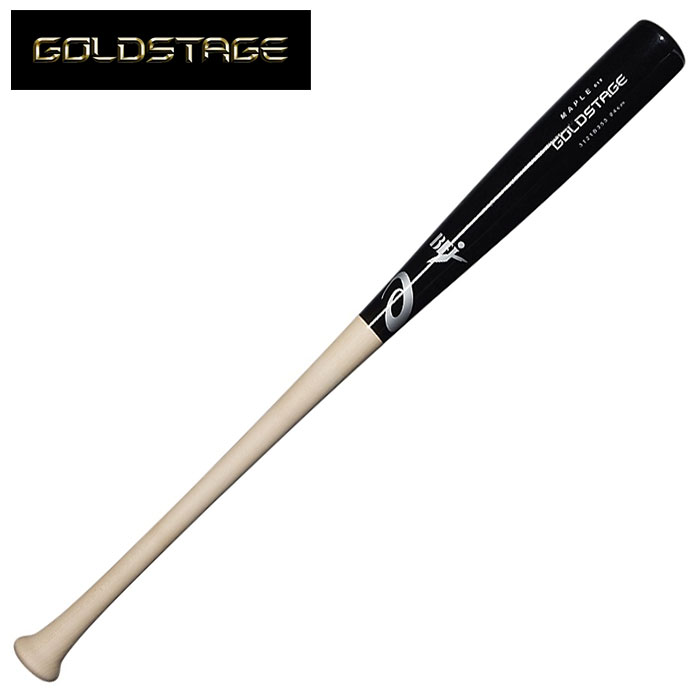 ★硬く弾く打感のメイプル製！軽さを追求した860g設計★【2024年秋冬モデル】【アシックス　asics】【バット】 野球 硬式用木製バット GOLDSTAGE(ゴールドステージ) プロフェッショナルスタイル 84cm 85cm 860g平均 メイプル 3121B353 (010) ブラック×ナチュラル [240812]