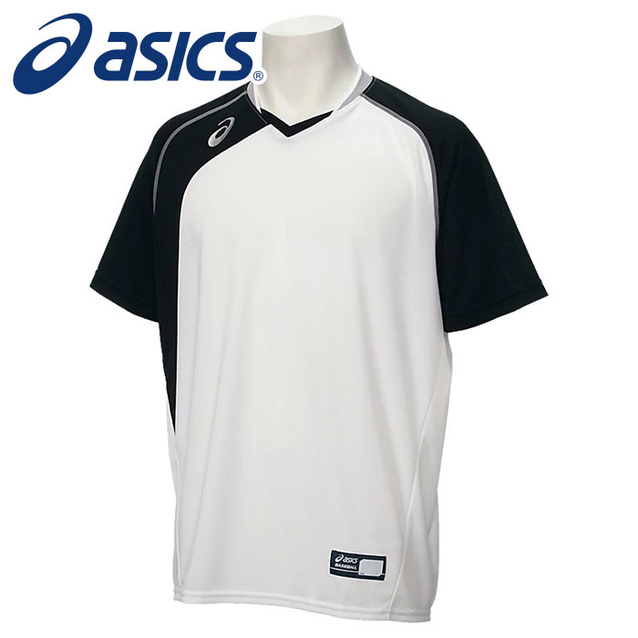 【メール便可230円】【アシックス　asics】【ウェア】 野球 ベースボールシャツ メンズ BAD017 (0190) ホワイト×ブラック [240812]
