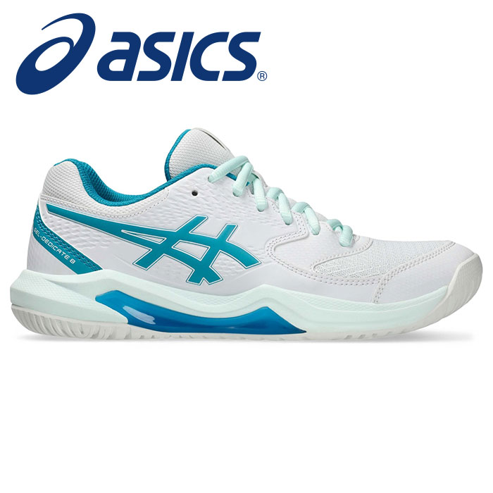★安定性と快適性を両立！オールコート用★【2024年秋冬モデル】【アシックス　asics】【シューズ　靴】 レディース用テニスシューズ GEL-DEDICATE 8(ゲルデディケート8) 女性用 1042A235 (103) ホワイト/ティールブルー [240909] クリスマス プレゼント