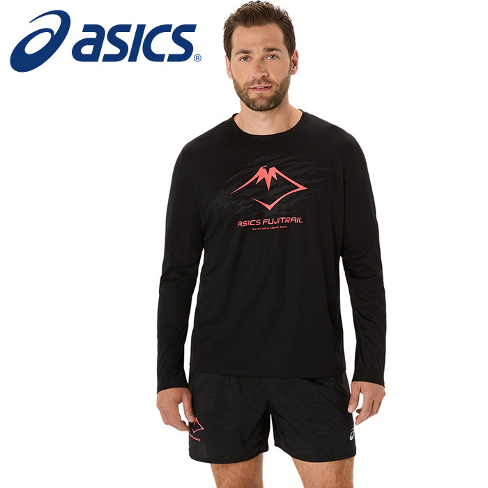 【メール便可230円】【2025年春夏モデル】【 アシックス asics 】【ウェア】 ランニング 長袖 Tシャツ FUJITRAIL フジトレイル ロゴ メンズ アシックス 2011C987 (003) Pブラックxカーボンxコーラルリーフ [250320](4)
