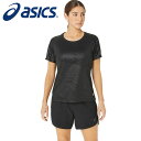 【メール便可230円】★日本伝統の「墨流し」グラフィック★【2023年秋冬モデル】【アシックス　asics】【ウェア】ランニング レディース用エンボス半袖Tシャツ 女性用 2012C878 (001) パフォーマンスブラック [231004]