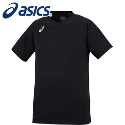 【メール便可230円】★シンプルデザイン！バレーならではの着心地感を追求★【アシックス　asics】【ウェア】 XW6746 バレー プラクティスショートスリーブトップ メンズ レディース 男女兼用 半袖Tシャツ 練習着 ブラック/ゴールド 9068 [221214]