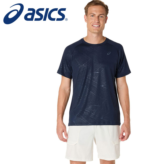 [最大2000円OFFクーポン発行中]【メール便送料無料】【 2025年 秋冬モデル】【 アシックス asics 】 テニス 半袖 シャツ メンズ ウェア 2041A353 (400) ミッドナイト [250730][amz] クリスマス プレゼント