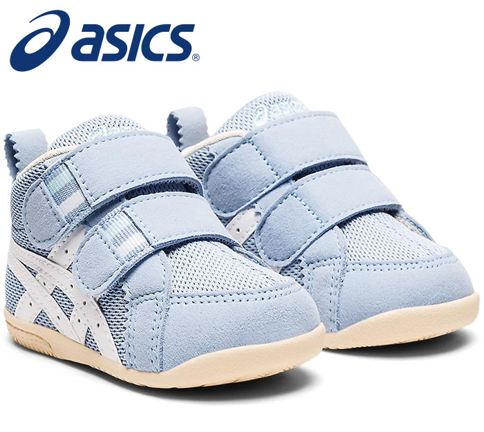 【送料無料】★歩きはじめ約3カ月間の赤ちゃん向け★【2022年春夏モデル】【asics　アシックス】【シューズ　靴】 1144A222 ベビー シューズ アミュレ ファースト 男の子 女の子 かわいい ベルト 子供 サックス×ホワイト スクスク sukusuku すくすく 402 [220513]