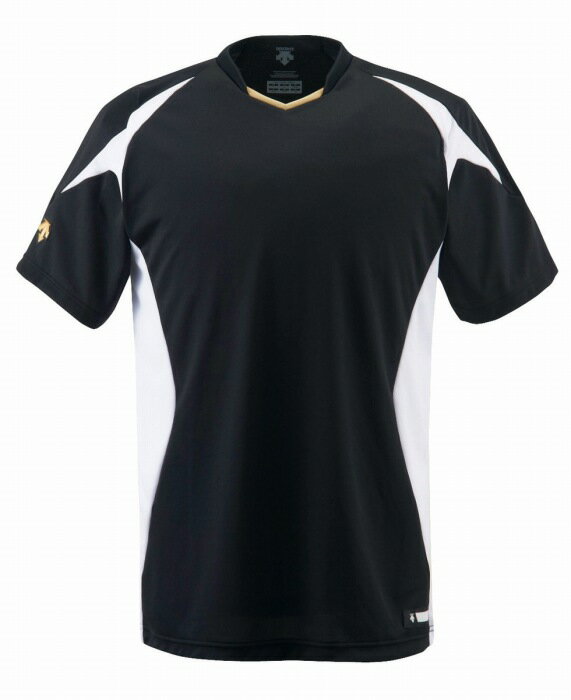 【メール便可230円】【 デサント DESCENTE 】JDB-116 野球 ウェア（ジュニア） ジュニアベースボールシャツ ブラック×Sホワイト×Sゴールド BKSW[200415](4)