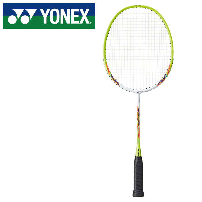 ★3〜5才(身長90〜110cm)対象！レジャー向けジュニア用ラケット★【ヨネックス　YONEX】 ジュニア用バドミントンラケット(ガット張り上げ済/専用ケース付) マッスルパワー2ジュニア 子供 こども 園児 MP2JRG (501) ホワイト/ライムイエロー [240523]