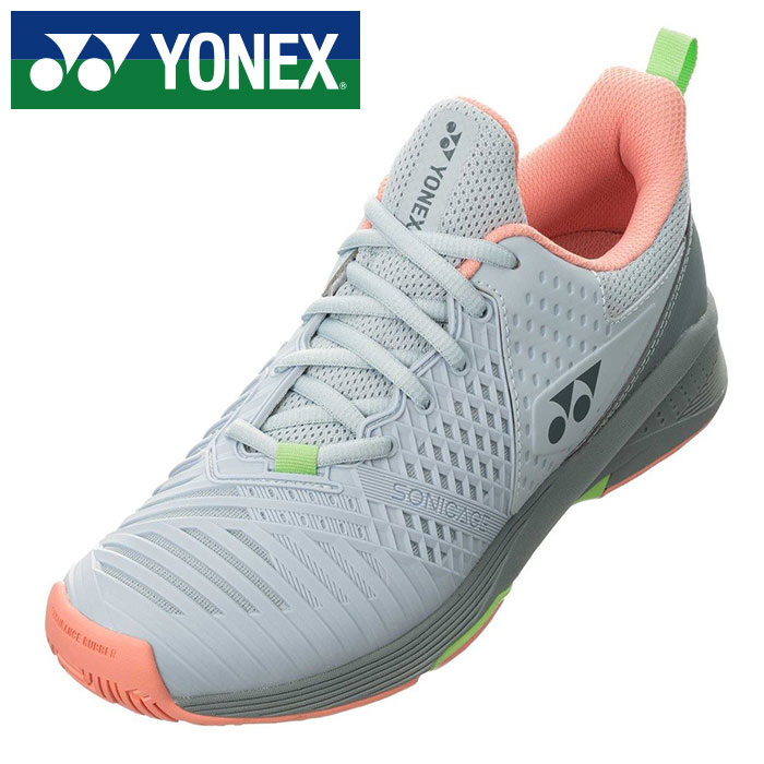 ★オールコート用！靴幅3E★【ヨネックス　YONEX】【シューズ　靴】 レディース用テニスシューズ パワークッション ソニケージ3 ウィメン AC 女性用 SHTS3LAC (273) グレイッシュブル-/ピンク [231013]