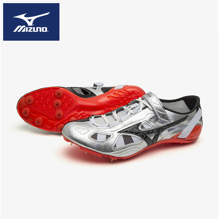 ★スムーズな重心移動の高速設計！短距離/ハードル用スパイク★【ミズノ　MIZUNO】【シューズ　靴】陸上競技 スパイク クロノインクス 9 メンズ・レディース兼用 U1GA210040 シルバー/ブラック/レッド [ten][230723]