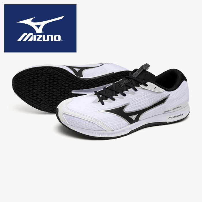 ★マルチに使える軽量レーシングシューズ★【2025年春夏モデル】【ミズノ　MIZUNO】【シューズ　靴】 陸上 ランニングシューズ デュエルソニック 4 メンズ レディース 男女兼用 2E 駅伝 長距離 ミズノ U1GD257003 ホワイト×ブラック [ten][250324]