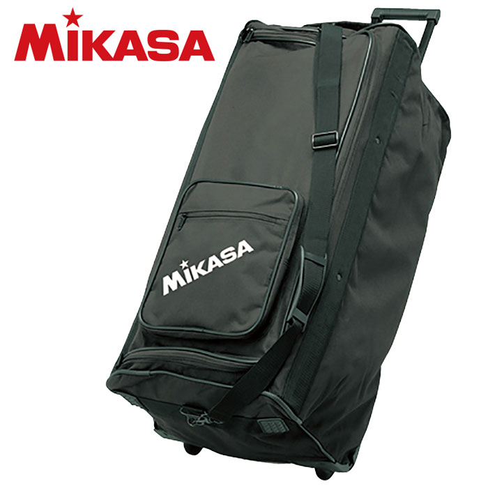 ★ネーム入れ可 バレーボール10個収納可能★【ミカサ MIKASA】遠征バッグ 大型 ボールバッグ 大容量 キャスター付 仕切り板付 部活 合宿 試合 名入れ BA-100 ブラック [220616] 父の日 プレゼント