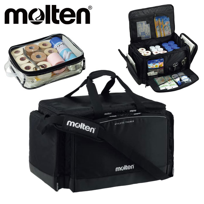 【送料無料】★ネーム入れ可！大型メディカルバッグ★【モルテン　molten】【スポーツバッグ】アスレチックトレーナーバッグ 救急バッグ 部活 クラブ 大会救護 名入れ 治療 卒業 卒団 引退 記念品 贈り物 寄贈品 黒 大きい 大容量 KT0040 ブラック [210820]