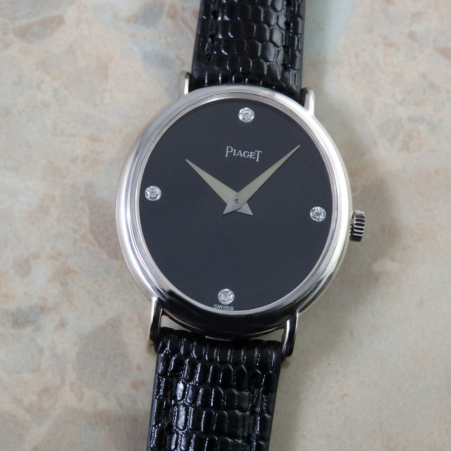 PIAGET オニキス ダイヤモンド ヴィンテージ JEAN ETE PARIS ピアジェ 18KWG レディース アンティーク 金無垢 ホワイトゴールド ブラック 黒文字盤 1980s