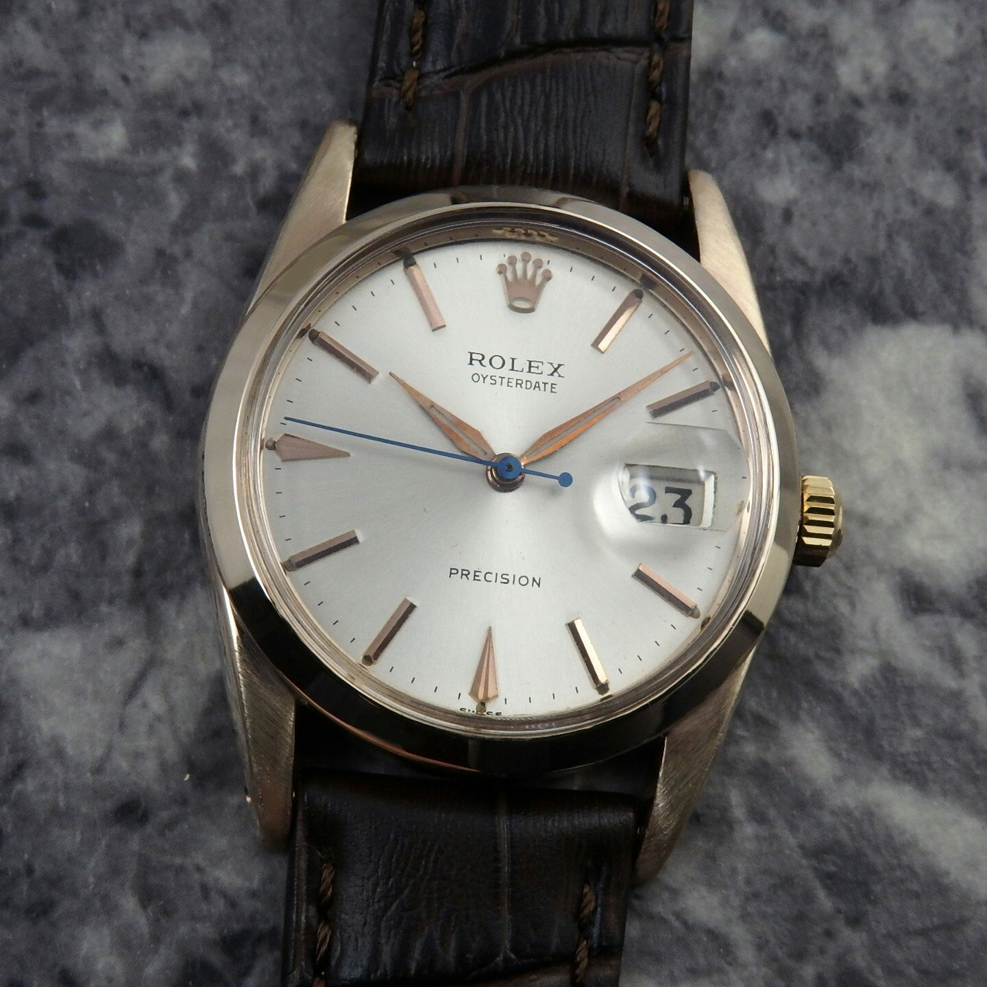 オイスター 腕時計（メンズ） ロレックス オイスターデイト 6694 アンティーク 希少 40ミクロンメッキ オイスター ケース 1960年 ROLEX ゴールドカラー